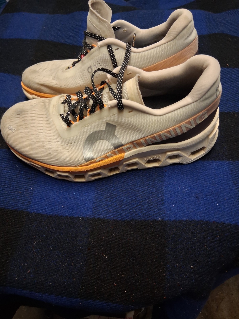 On Running Women’s Athletic Shoes - Cream with Orange Accents